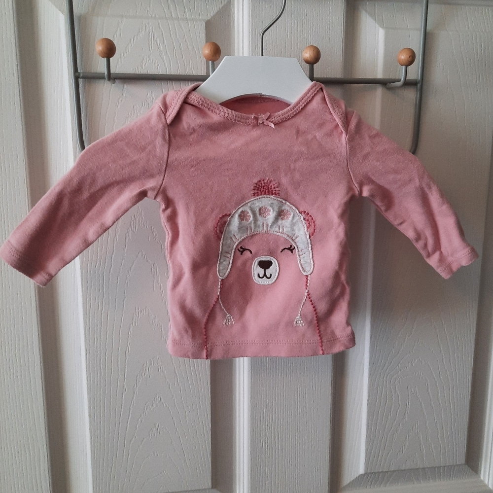 🌷5/20🌷 Child of Mine by Carter's 0-3M Pink Embroidered Long Sleeve Tee